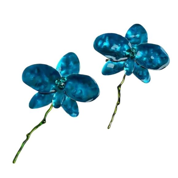 New ZARA ENAMEL FLOWER statement earrings - Picture 4 of 14